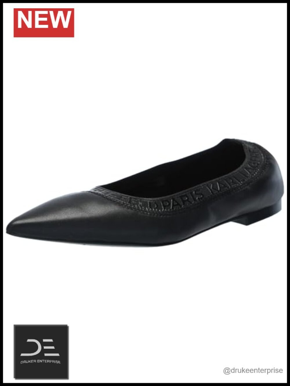 Karl Lagerfeld Women's Vinette Pointed Toe Ballet Flat with Logo
